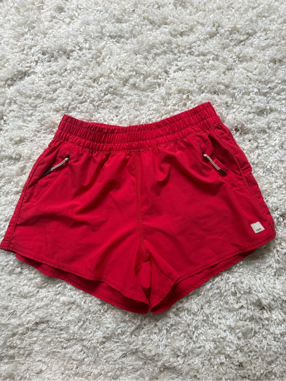 Vuori Red Athletic Shorts with Zipper Pockets